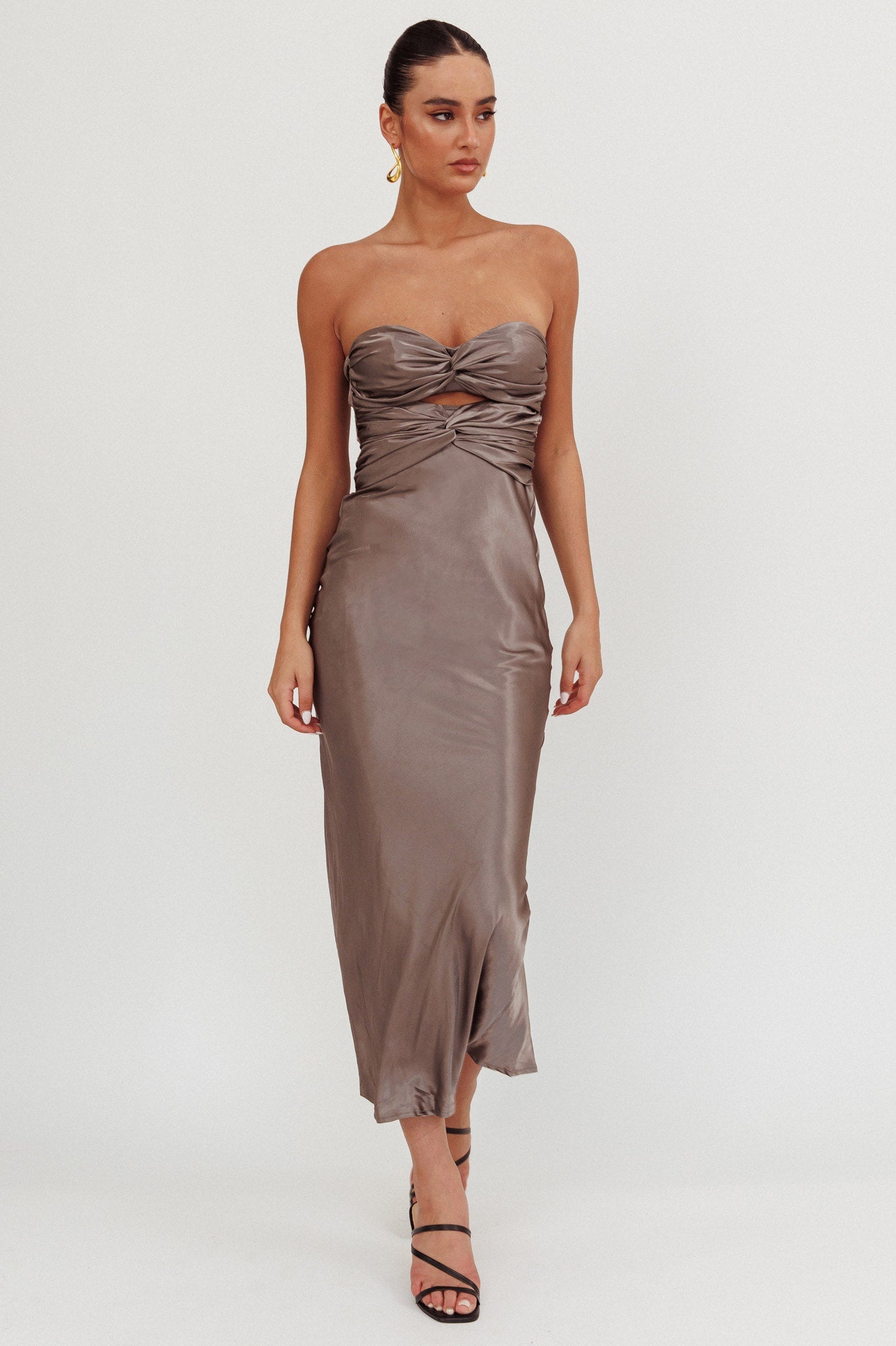 Abito midi Good Impression Double Twist color carbone