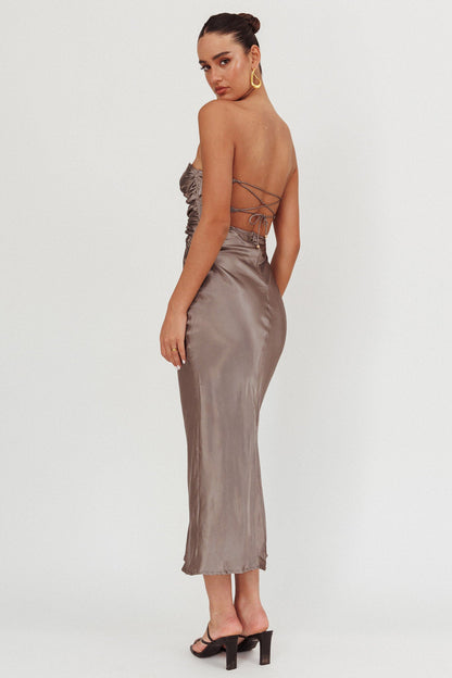 Abito midi Good Impression Double Twist color carbone