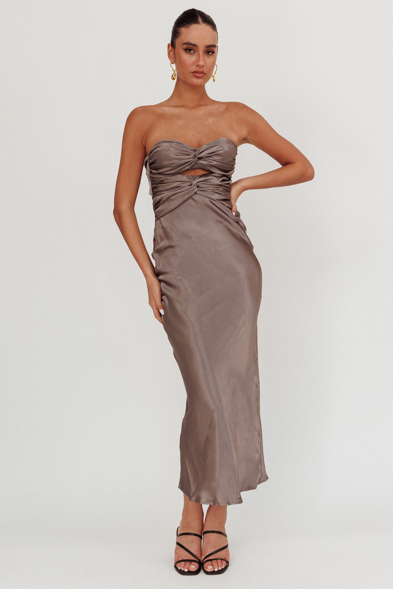 Abito midi Good Impression Double Twist color carbone