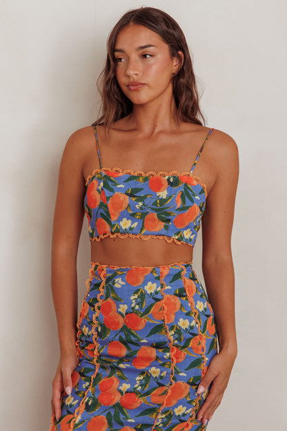 Chamberlain Scallop Trim Crop Top Citrus Orange