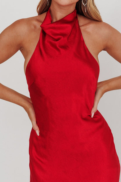 Sweetest Sundays Abito rosso con scollo all'americana e schiena scoperta
