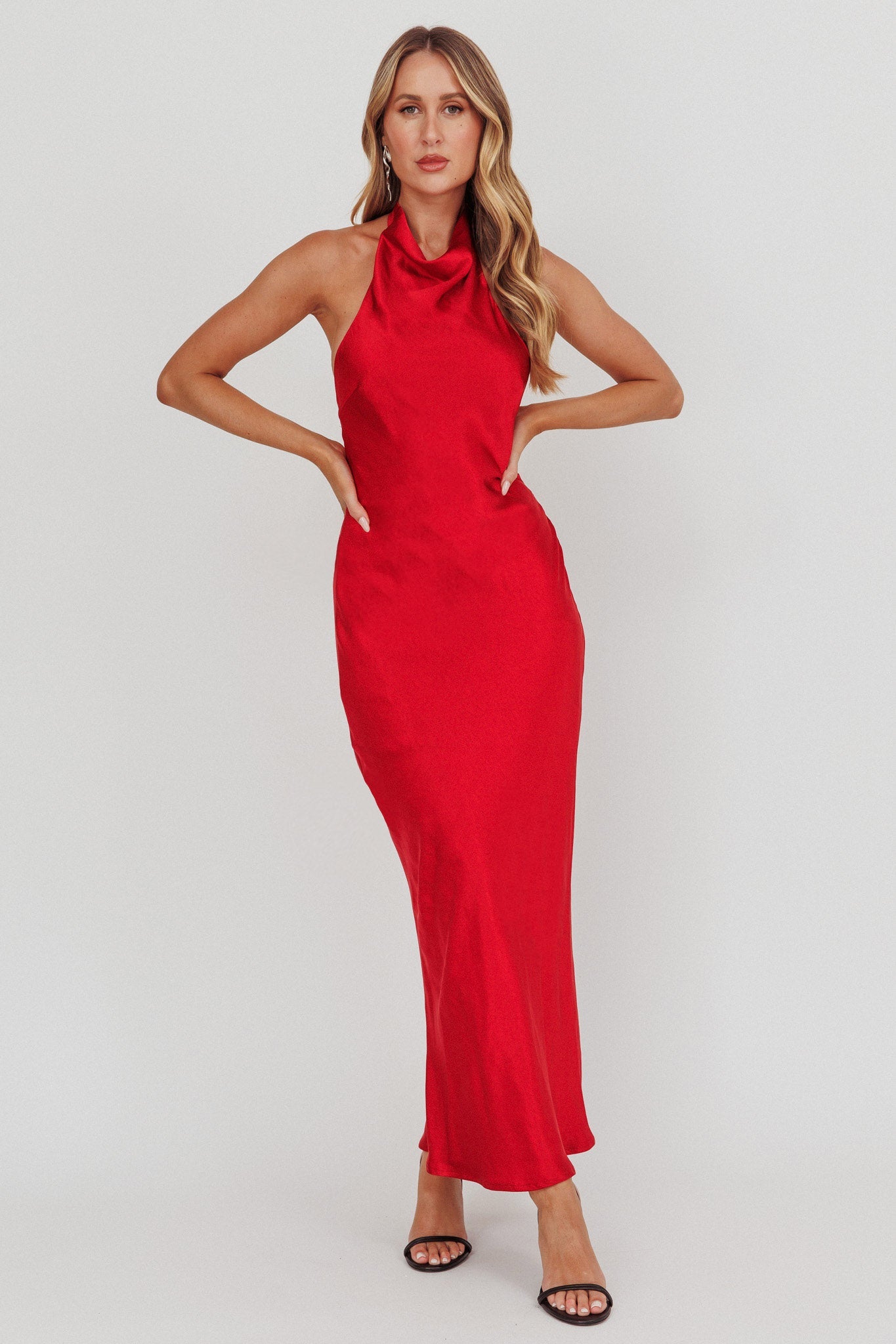 Sweetest Sundays Abito rosso con scollo all'americana e schiena scoperta