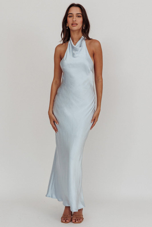 Sweetest Sundays Abito con scollo all'americana e schiena scoperta, blu tenue