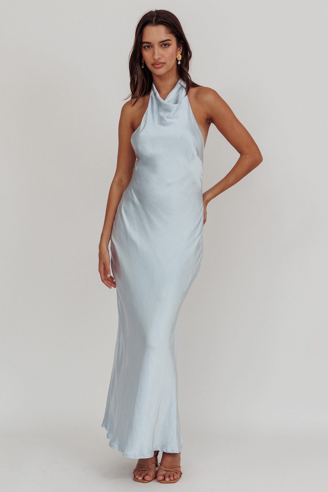 Sweetest Sundays Abito con scollo all'americana e schiena scoperta, blu tenue