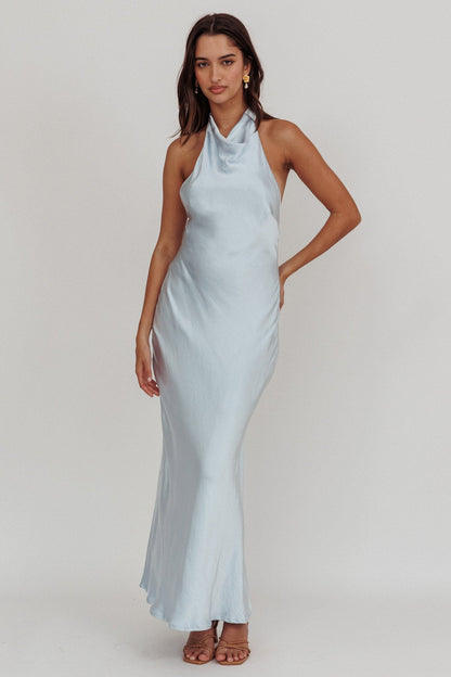 Sweetest Sundays Abito con scollo all'americana e schiena scoperta, blu tenue