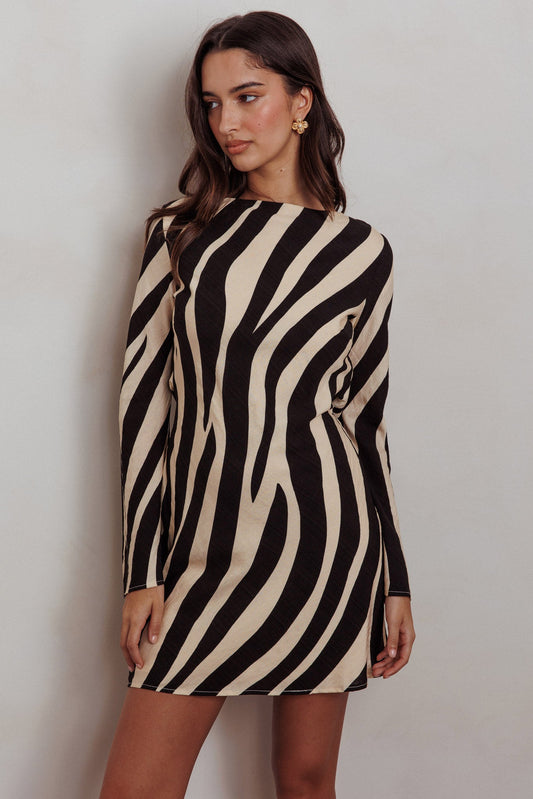 Thriller Mini abito a maniche lunghe senza schienale Zebra