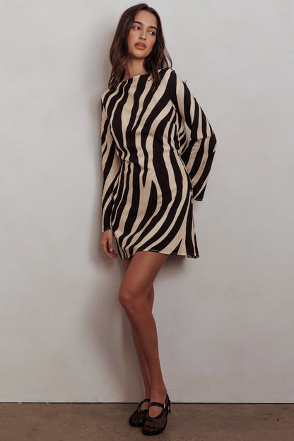 Thriller Mini abito a maniche lunghe senza schienale Zebra