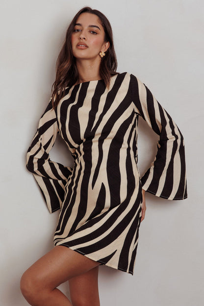 Thriller Mini abito a maniche lunghe senza schienale Zebra