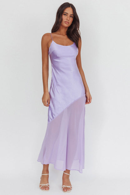 Abito lungo con orlo in chiffon Gilded Dream lilla