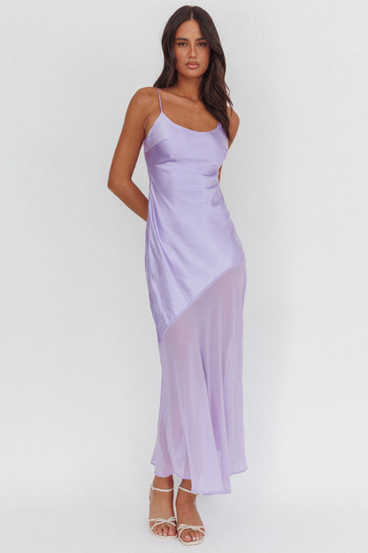 Abito lungo con orlo in chiffon Gilded Dream lilla