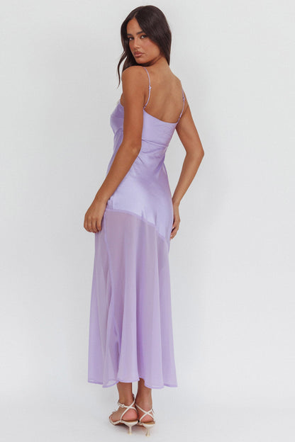 Abito lungo con orlo in chiffon Gilded Dream lilla