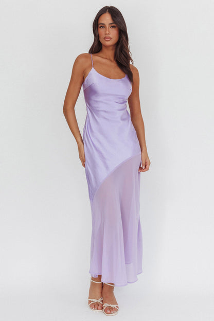 Abito lungo con orlo in chiffon Gilded Dream lilla
