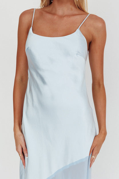 Abito lungo con orlo in chiffon Gilded Dream azzurro