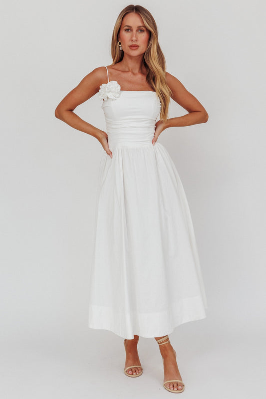 Abito lungo Ezrah A-Line Rosette bianco