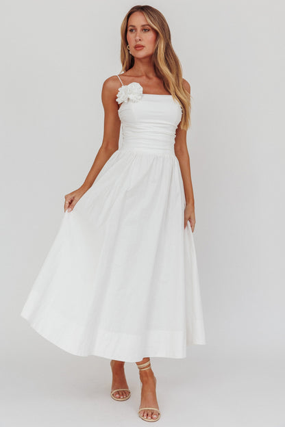 Abito lungo Ezrah A-Line Rosette bianco