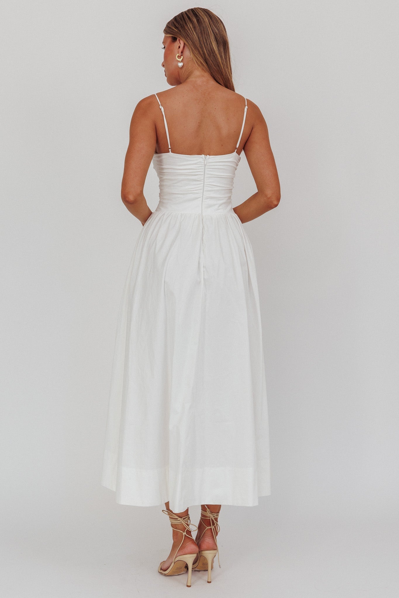 Abito lungo Ezrah A-Line Rosette bianco