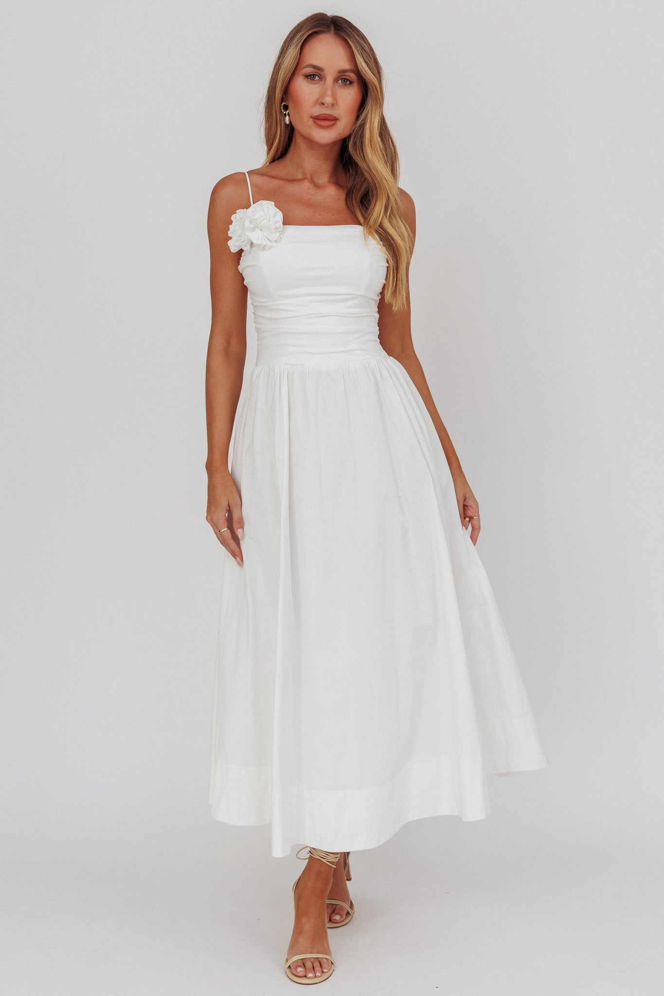 Abito lungo Ezrah A-Line Rosette bianco