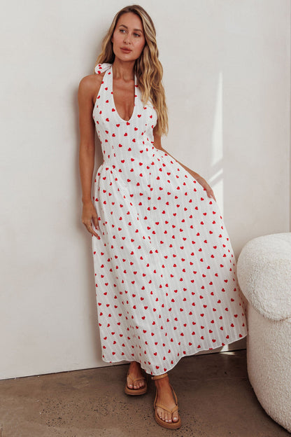 Abito con scollo all'americana e stampa a cuore El Corazon