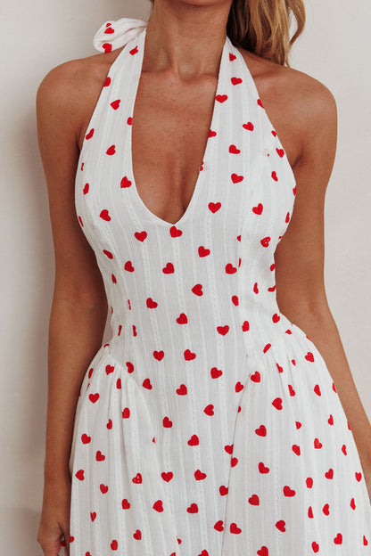 Abito con scollo all'americana e stampa a cuore El Corazon