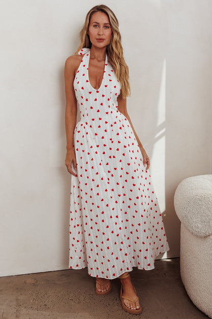 Abito con scollo all'americana e stampa a cuore El Corazon