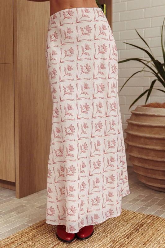 Gonna lunga alta Weekend con stampa rosa