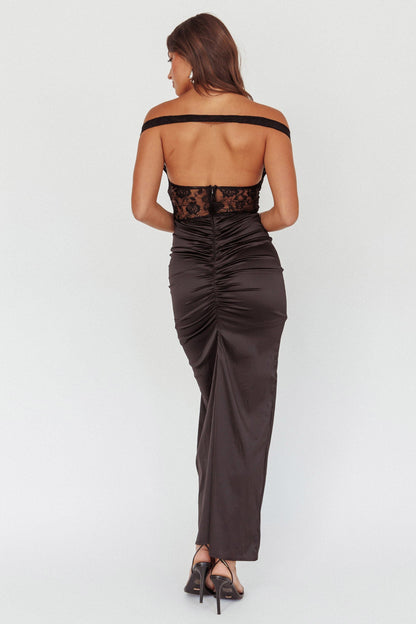 Abito midi con corpetto in pizzo Tillie nero