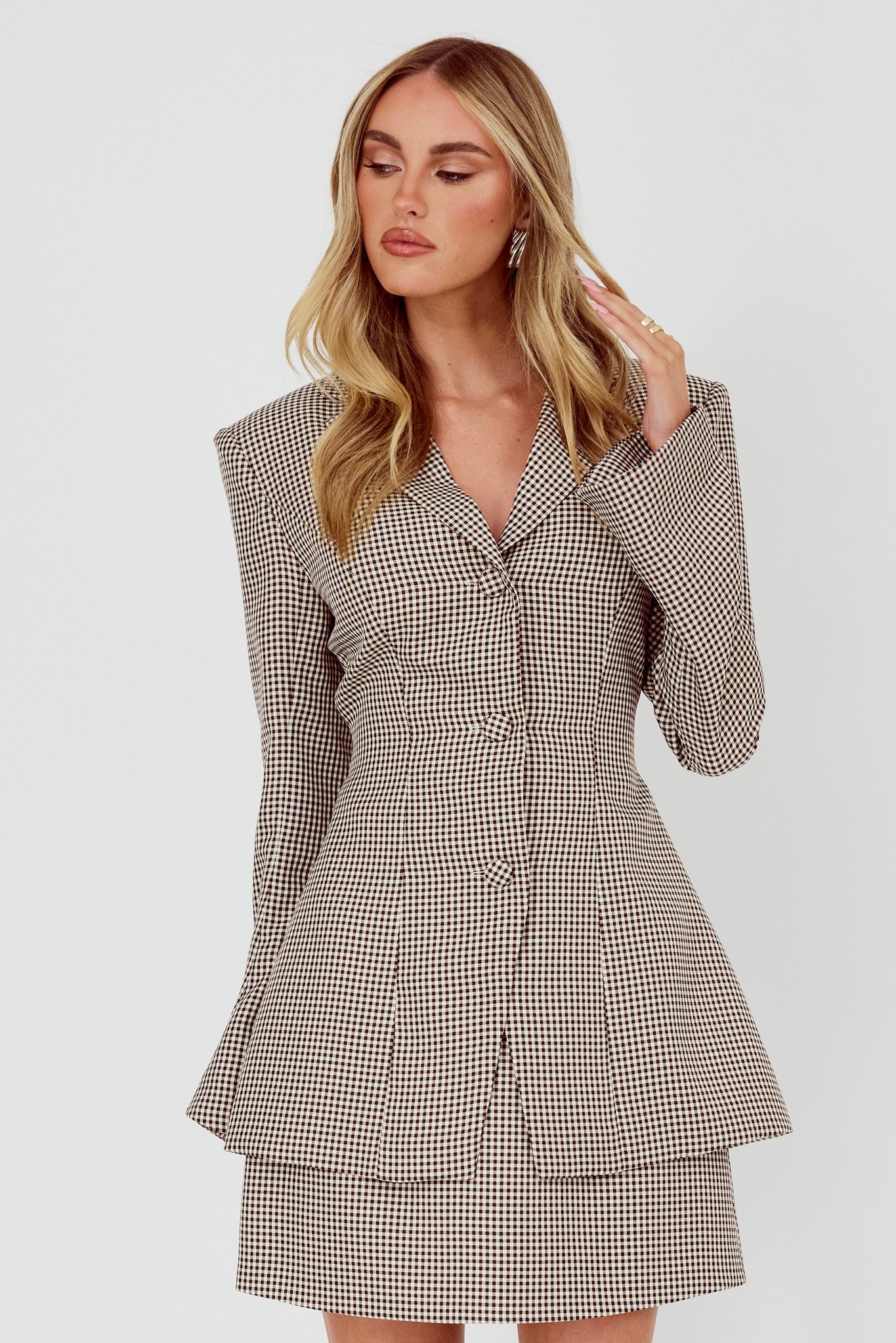 Giacca Jozie Back Tie Plaid Brown