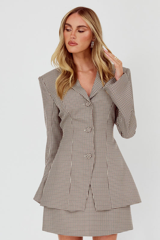 Giacca Jozie Back Tie Plaid Brown