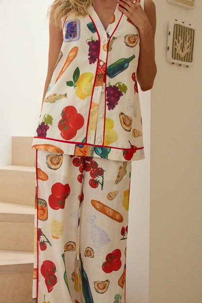 Pantaloni a gamba larga con bordino Canyons e stampa beige