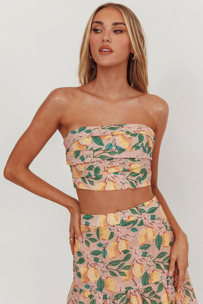 Ezmeralda Top corto senza spalline color limone