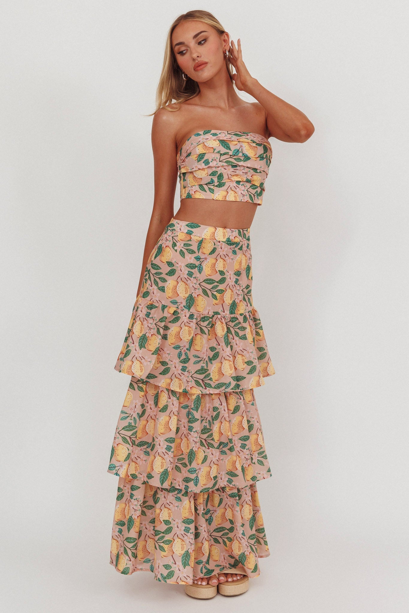 Ezmeralda Top corto senza spalline color limone