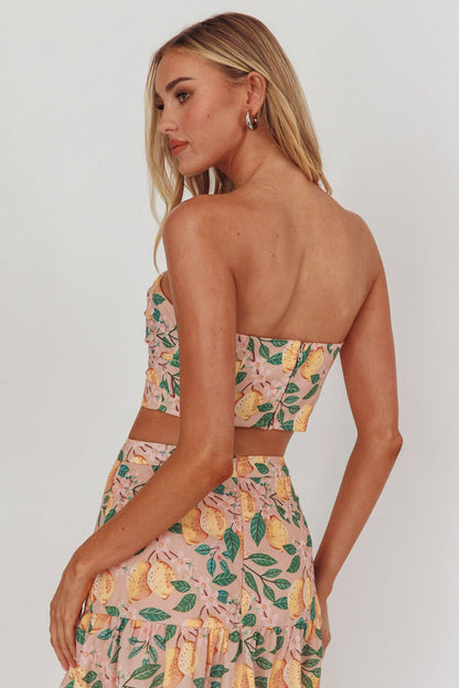 Ezmeralda Top corto senza spalline color limone