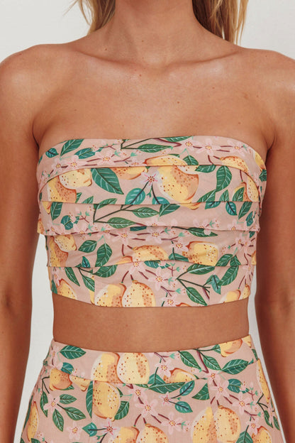 Ezmeralda Top corto senza spalline color limone