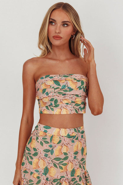 Ezmeralda Top corto senza spalline color limone