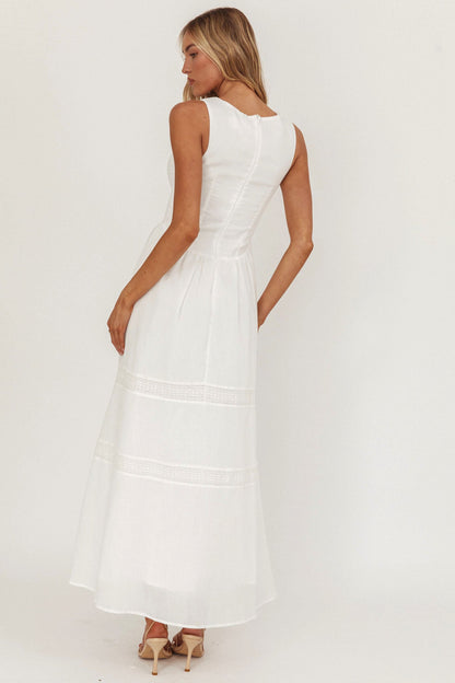 Abito midi Smith con corpino arricciato bianco
