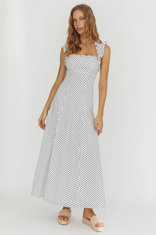 Abito lungo con spalline e volant Warrior Sun Navy Spot