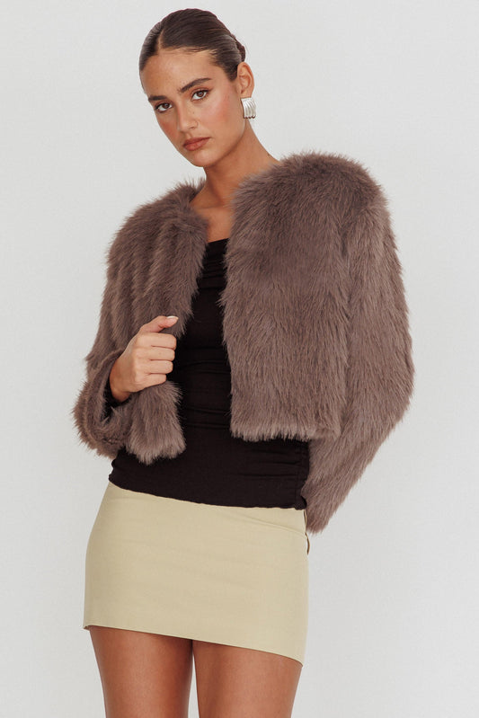 Giacca in pelliccia sintetica Snow Bunny grigia