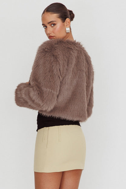 Giacca in pelliccia sintetica Snow Bunny grigia