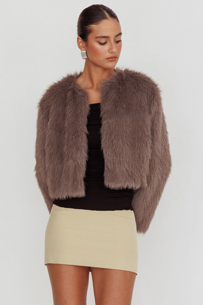 Giacca in pelliccia sintetica Snow Bunny grigia