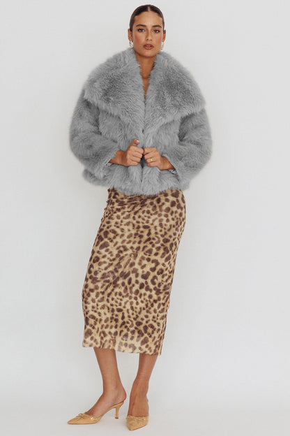 Giacca in pelliccia con revers oversize Copenhagen color crema