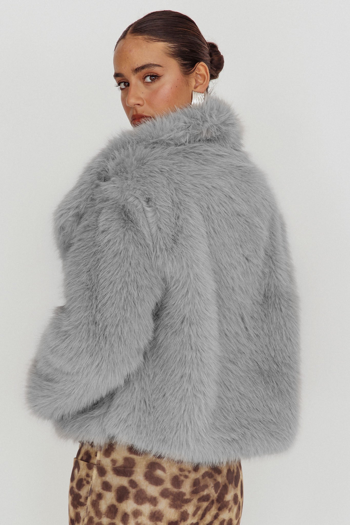 Giacca in pelliccia con revers oversize Copenhagen color crema