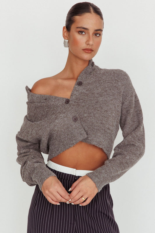 Cardigan corto con spalle cadenti grigio Paesi Bassi