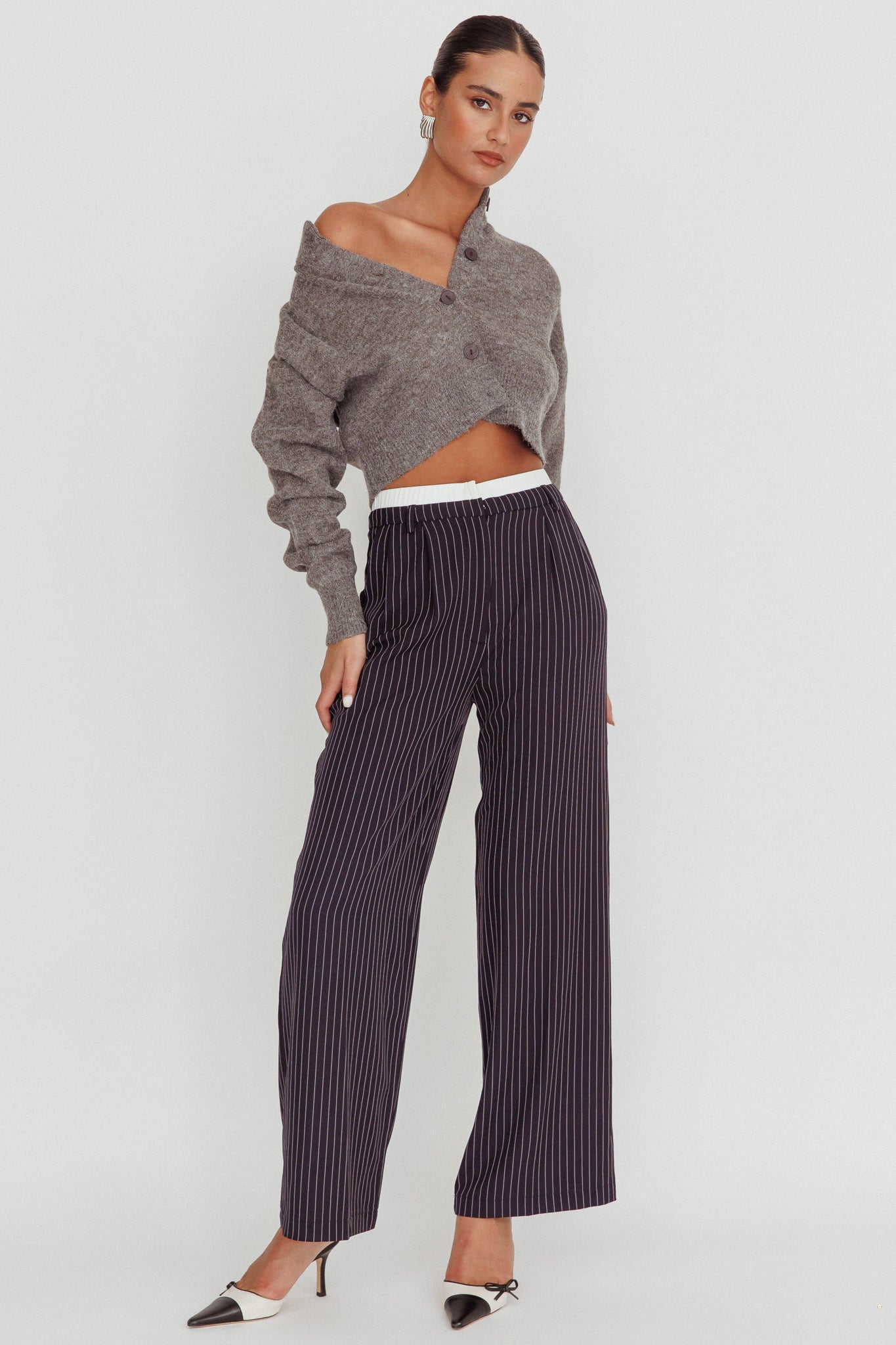 Cardigan corto con spalle cadenti grigio Paesi Bassi