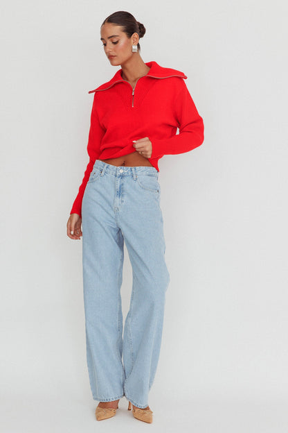 Maglione in maglia Dawneta con mezza cerniera rosso