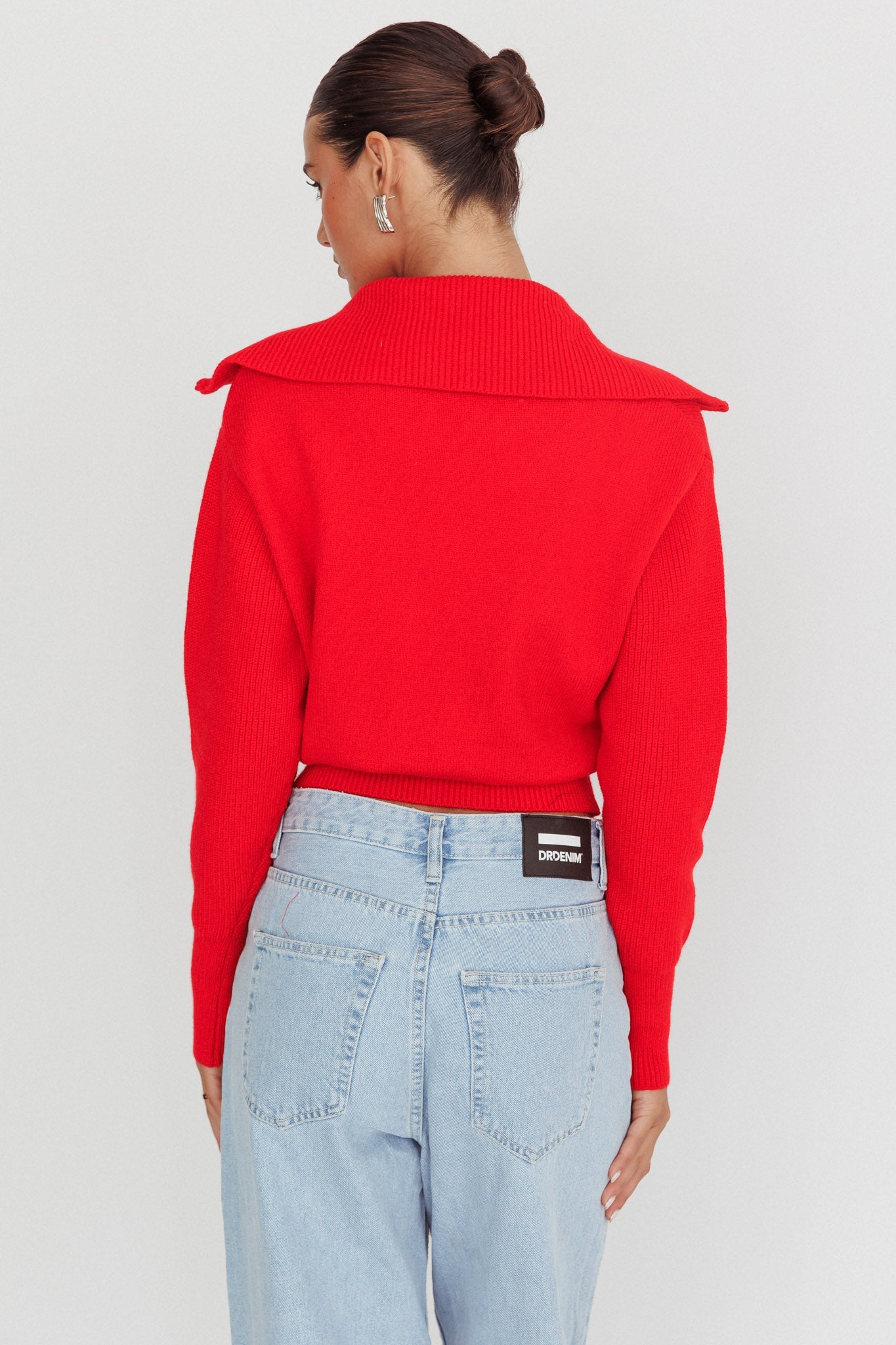 Maglione in maglia Dawneta con mezza cerniera rosso