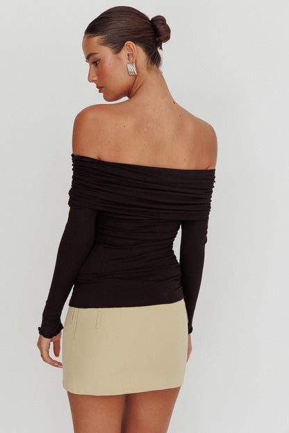 Top a maniche lunghe con spalle scoperte Ricki nero