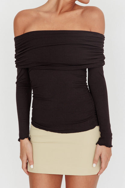 Top a maniche lunghe con spalle scoperte Ricki nero